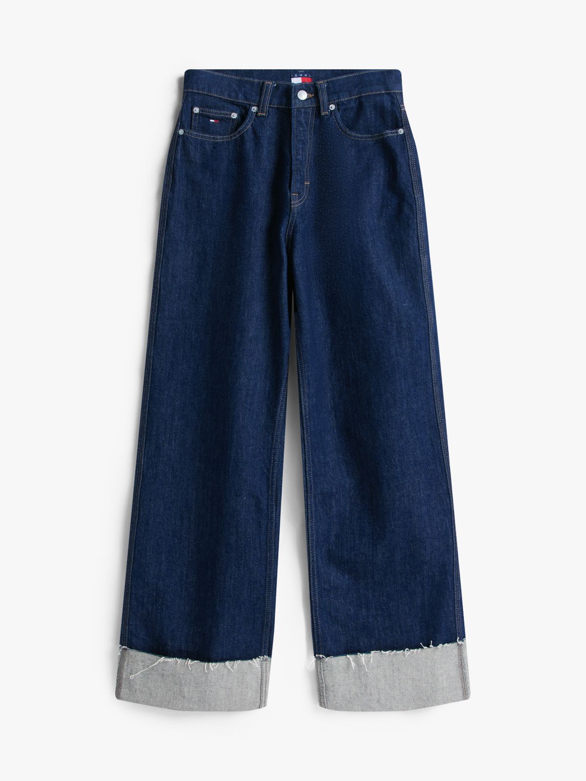 Claire High Rise Wide Leg Turn-Up Jeans — Blue
