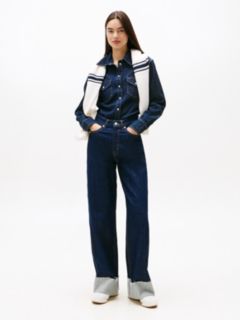 Claire High Rise Wide Leg Turn-Up Jeans — Blue 1