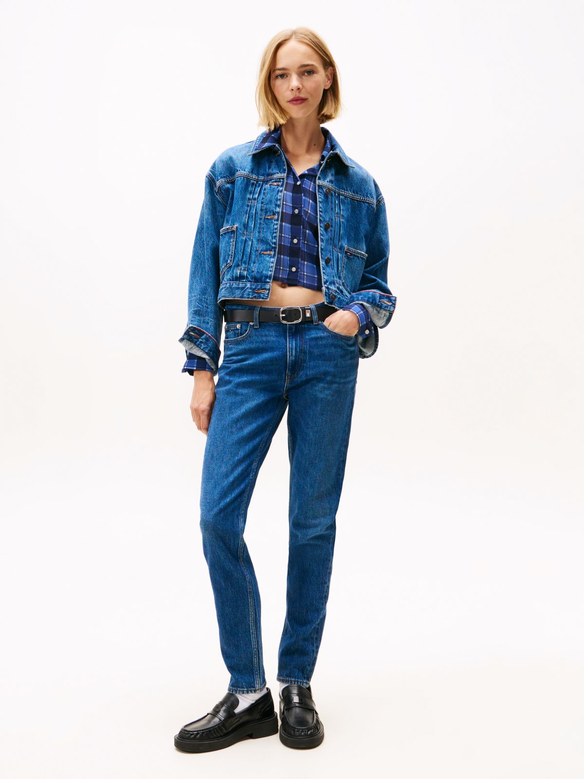 Mid Rise Slim Jeans — Blue