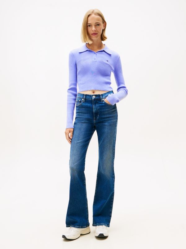 Sylvia High Rise Skinny Flared Jeans — Blue