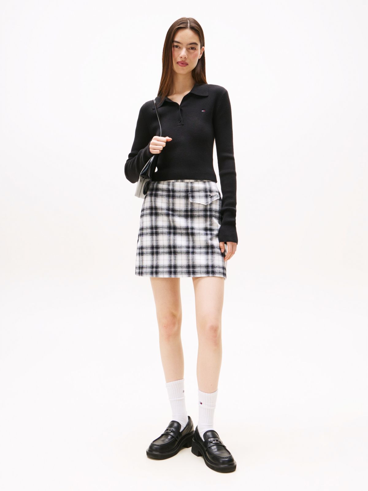 Long Sleeve Slim Polo Jumper — Black