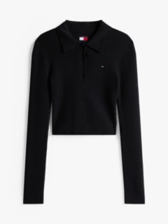Long Sleeve Slim Polo Jumper — Black 5