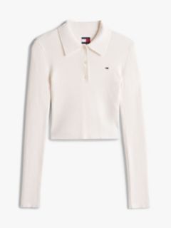 Long Sleeve Slim Polo Jumper — White 5