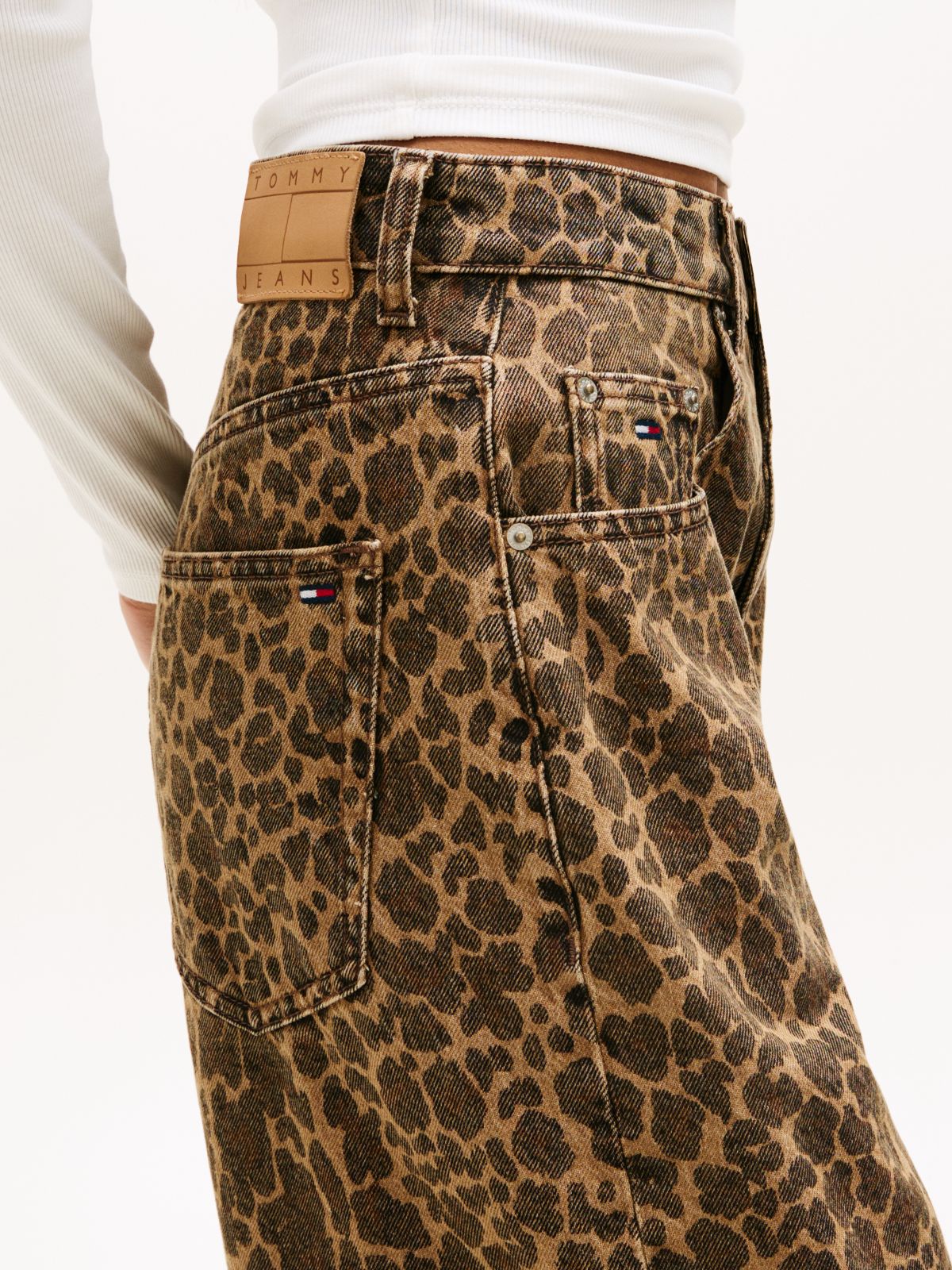 Leopard Print Loose Wide Leg Jeans — Multi