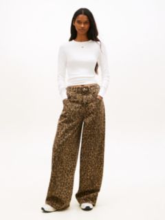 Leopard Print Loose Wide Leg Jeans — Multi 1