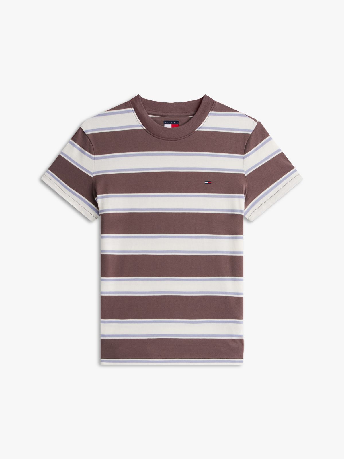 Flag Embroidery Jersey Crew Neck T-Shirt — Brown