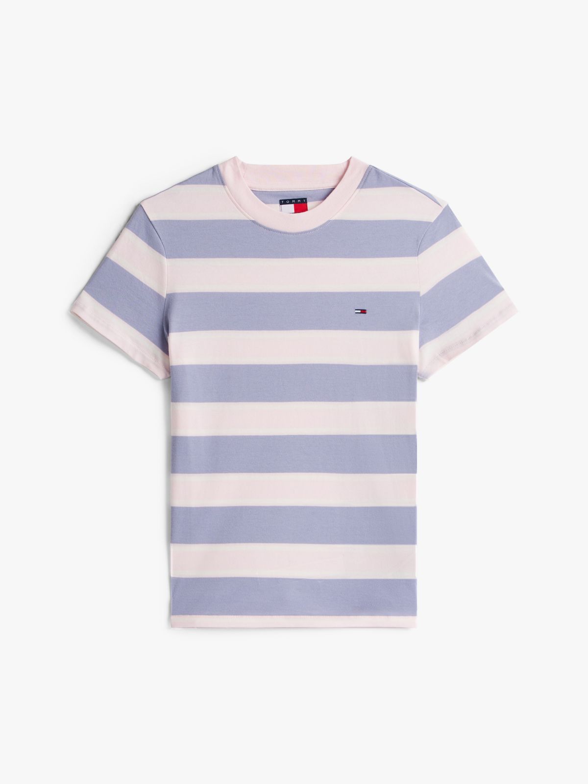 Flag Embroidery Jersey Crew Neck T-Shirt — Purple