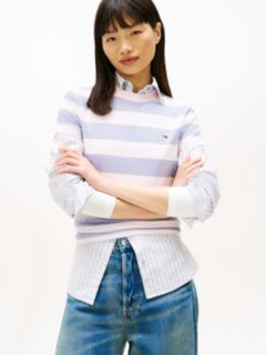 Flag Embroidery Jersey Crew Neck T-Shirt — Purple 1