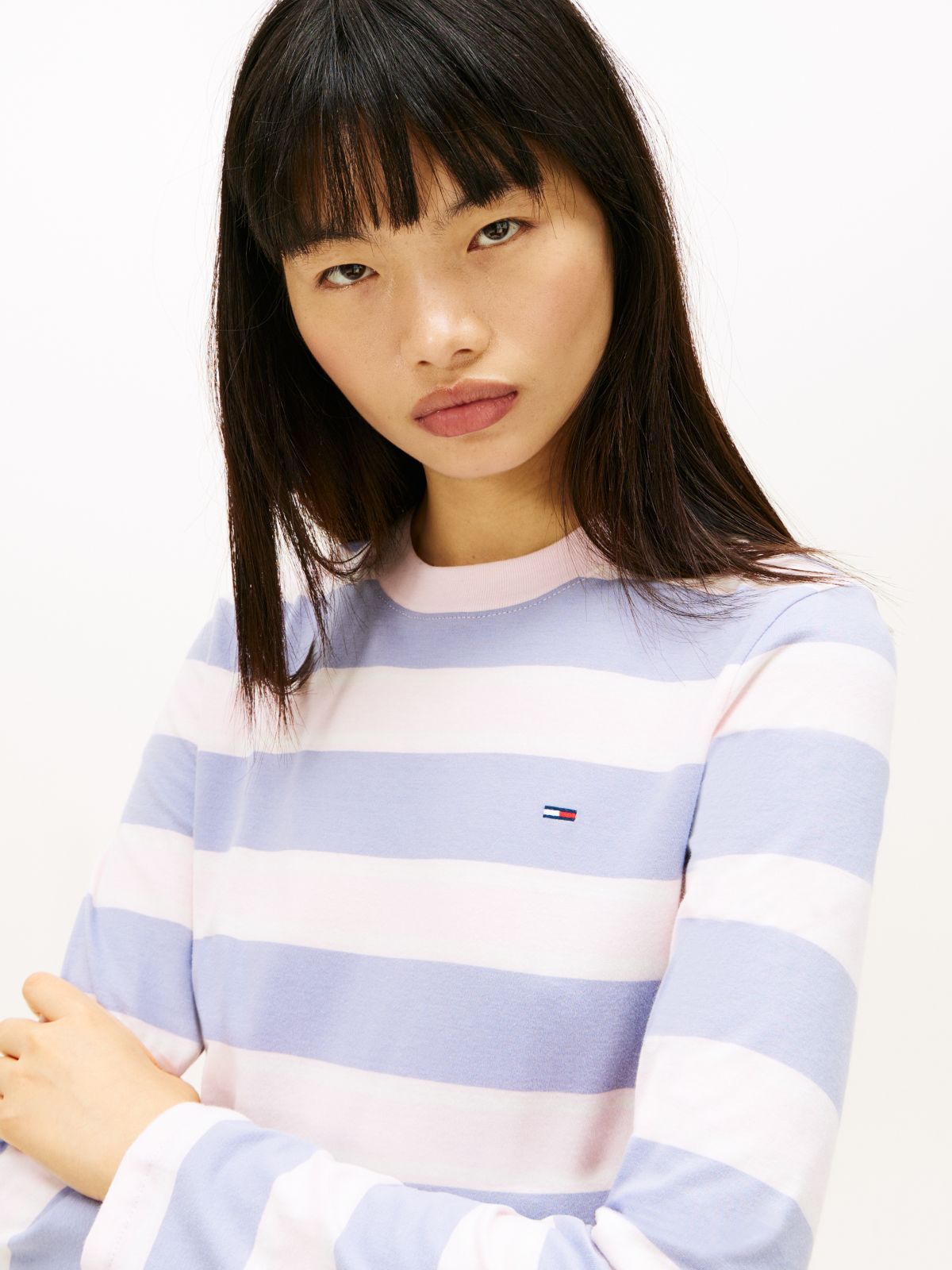 Flag Embroidery Jersey Long Sleeve T-Shirt — Purple