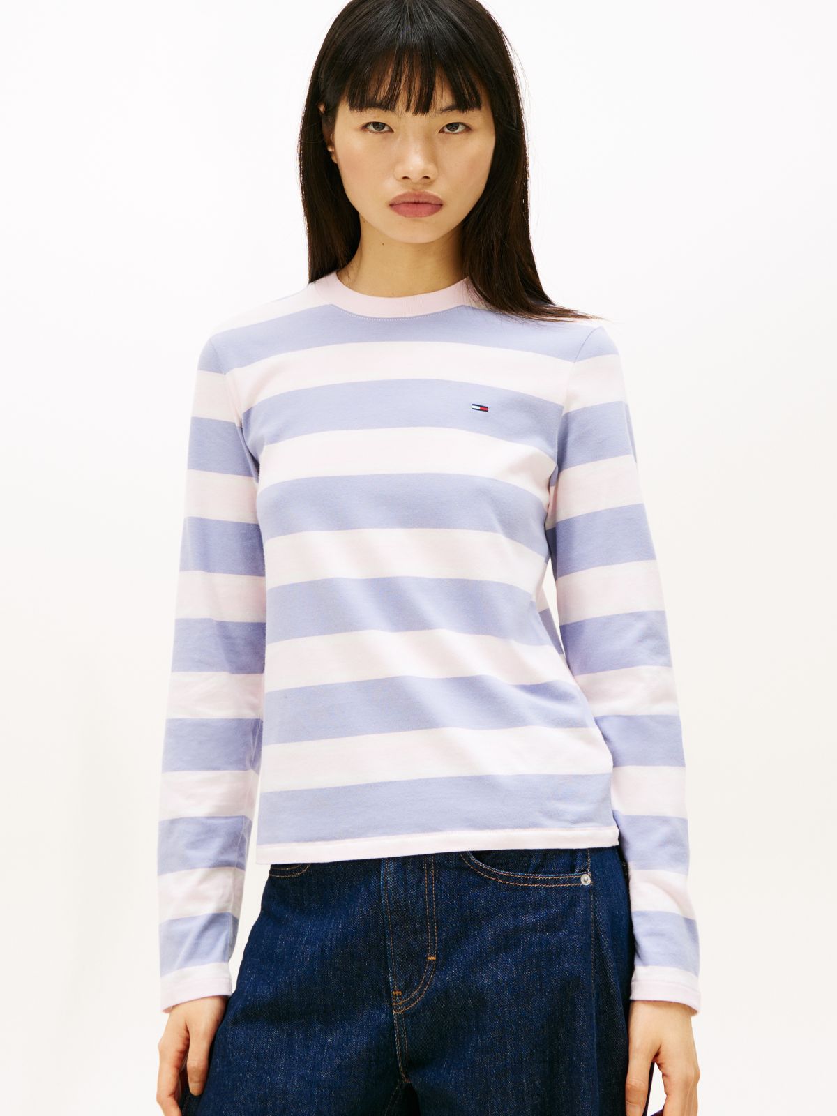 Flag Embroidery Jersey Long Sleeve T-Shirt — Purple
