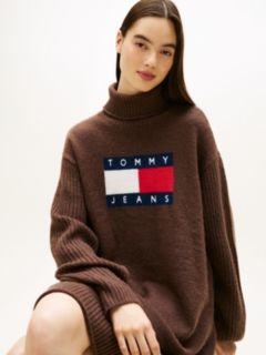 Tommy Flag Relaxed Mini Jumper Dress — Brown 3
