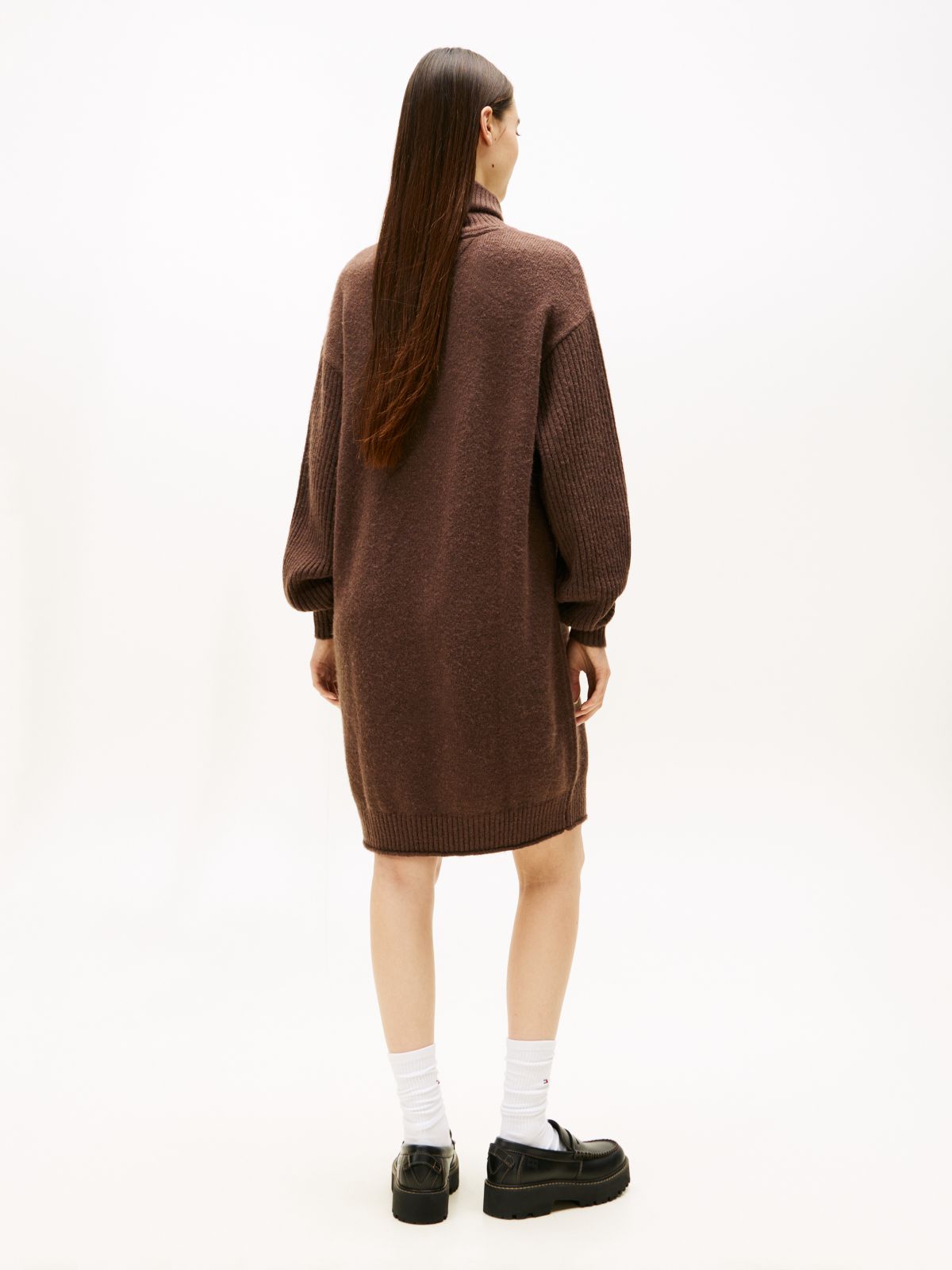 Tommy Flag Relaxed Mini Jumper Dress — Brown