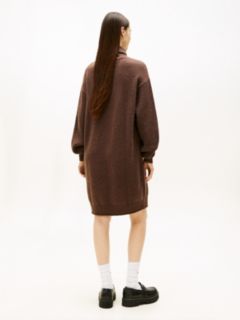 Tommy Flag Relaxed Mini Jumper Dress — Brown 4