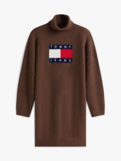 Tommy Flag Relaxed Mini Jumper Dress — Brown 5
