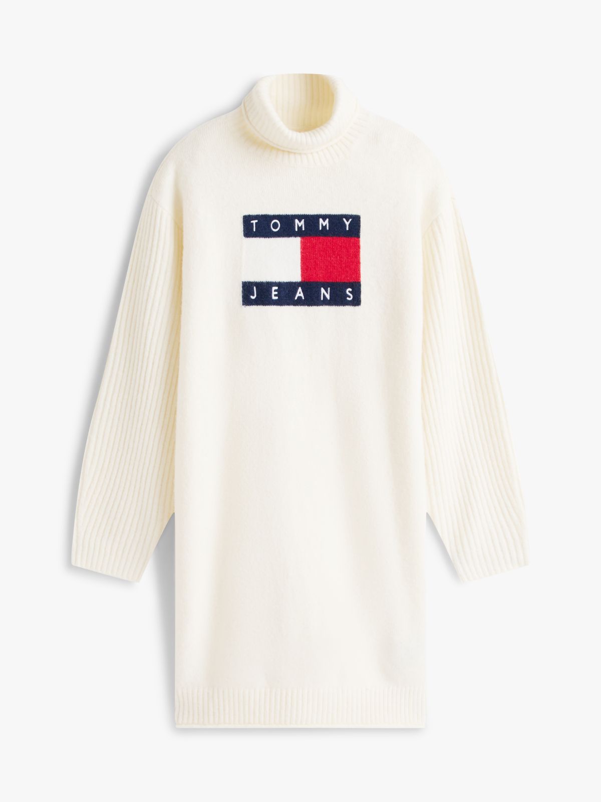 Tommy Flag Relaxed Mini Jumper Dress — White