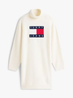 Tommy Flag Relaxed Mini Jumper Dress — White 5