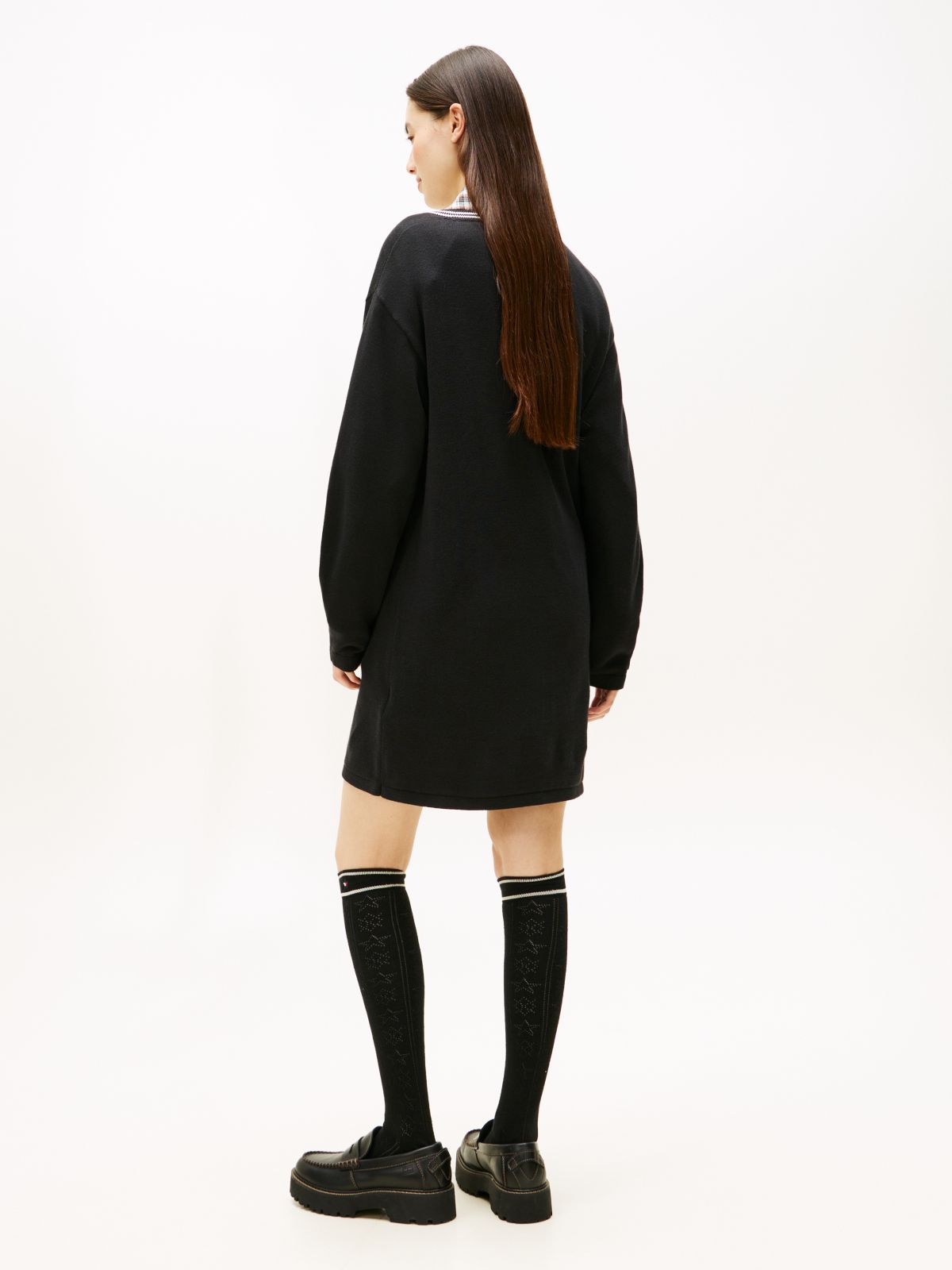 Tommy Badge Relaxed Mini Jumper Dress — Black