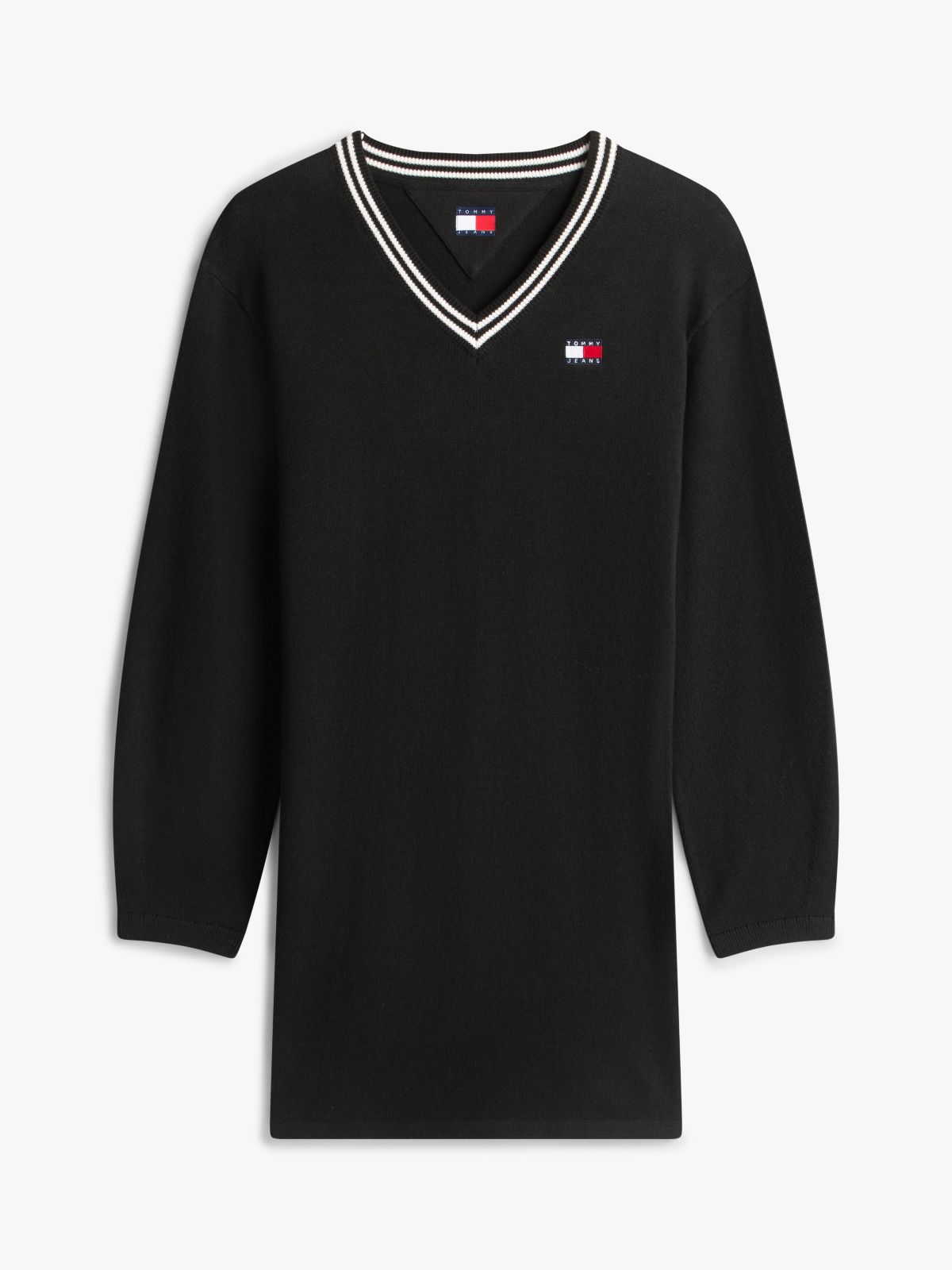 Tommy Badge Relaxed Mini Jumper Dress — Black