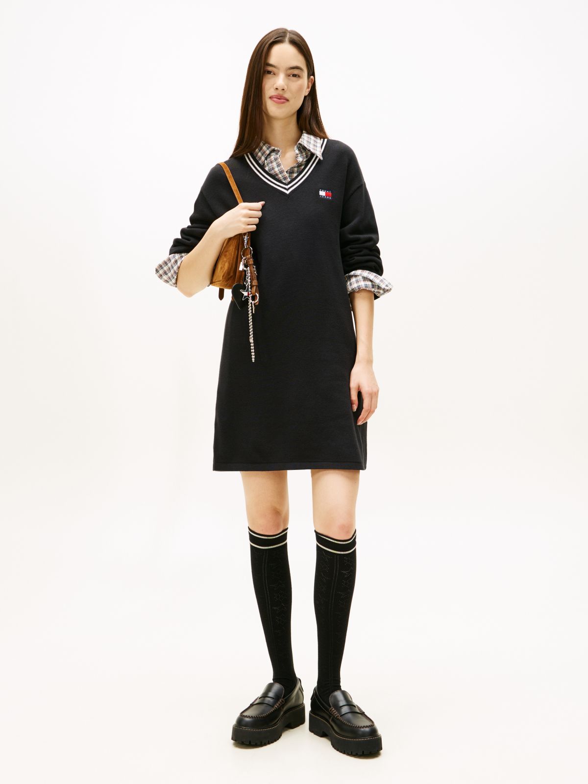Tommy Badge Relaxed Mini Jumper Dress — Black