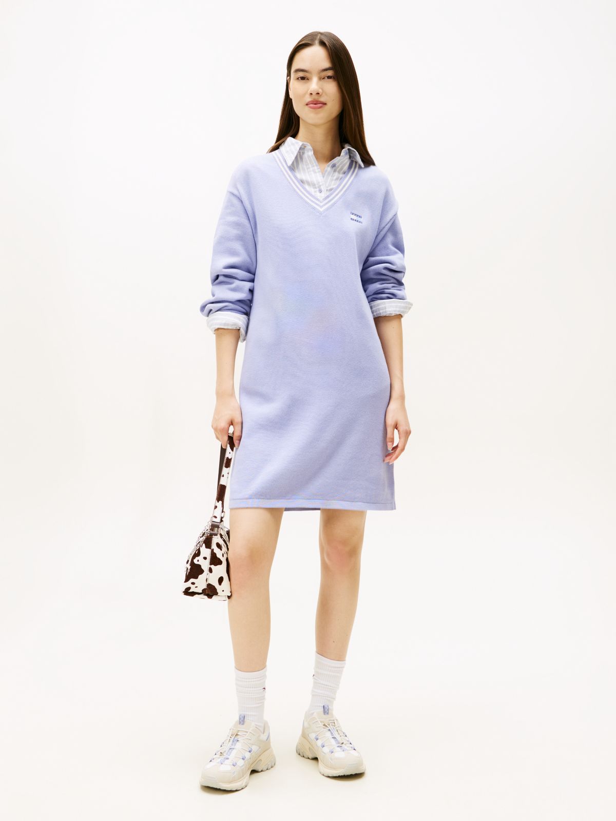 Tommy Badge Relaxed Mini Jumper Dress — Blue
