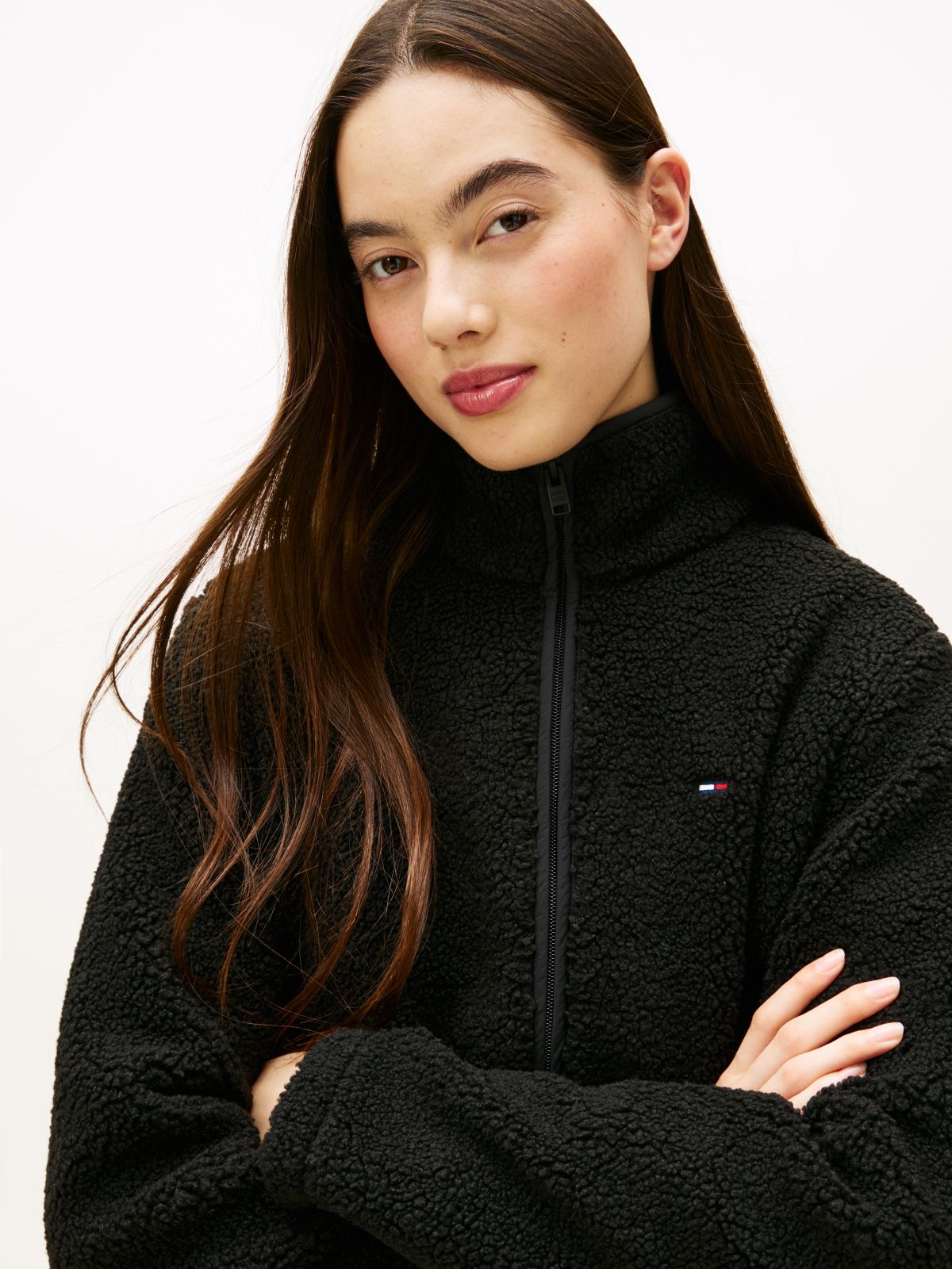 Teddy Fleece Zip-Thru Jacket — Black