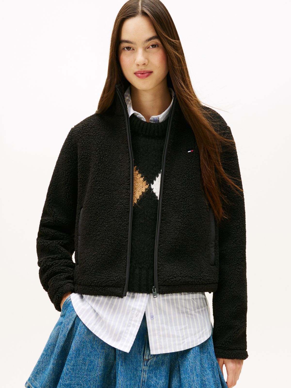 Teddy Fleece Zip-Thru Jacket — Black