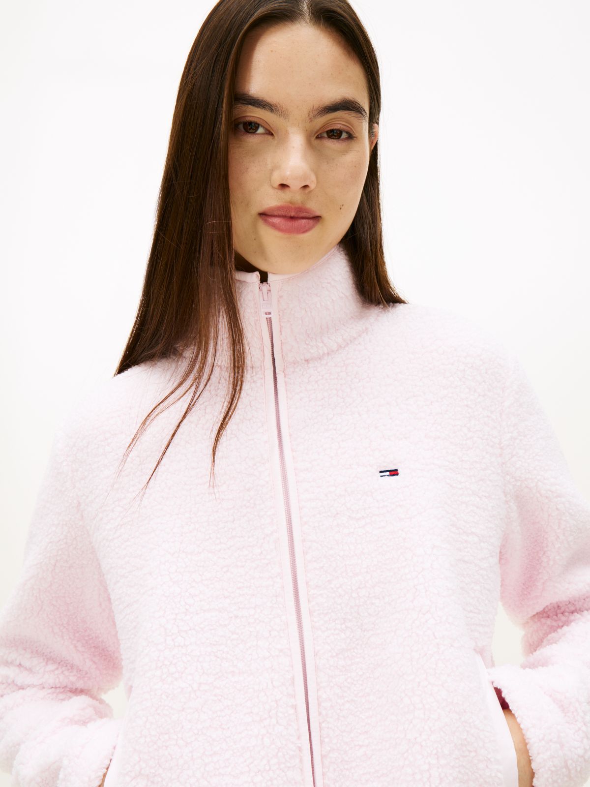 Teddy Fleece Zip-Thru Jacket — Pink