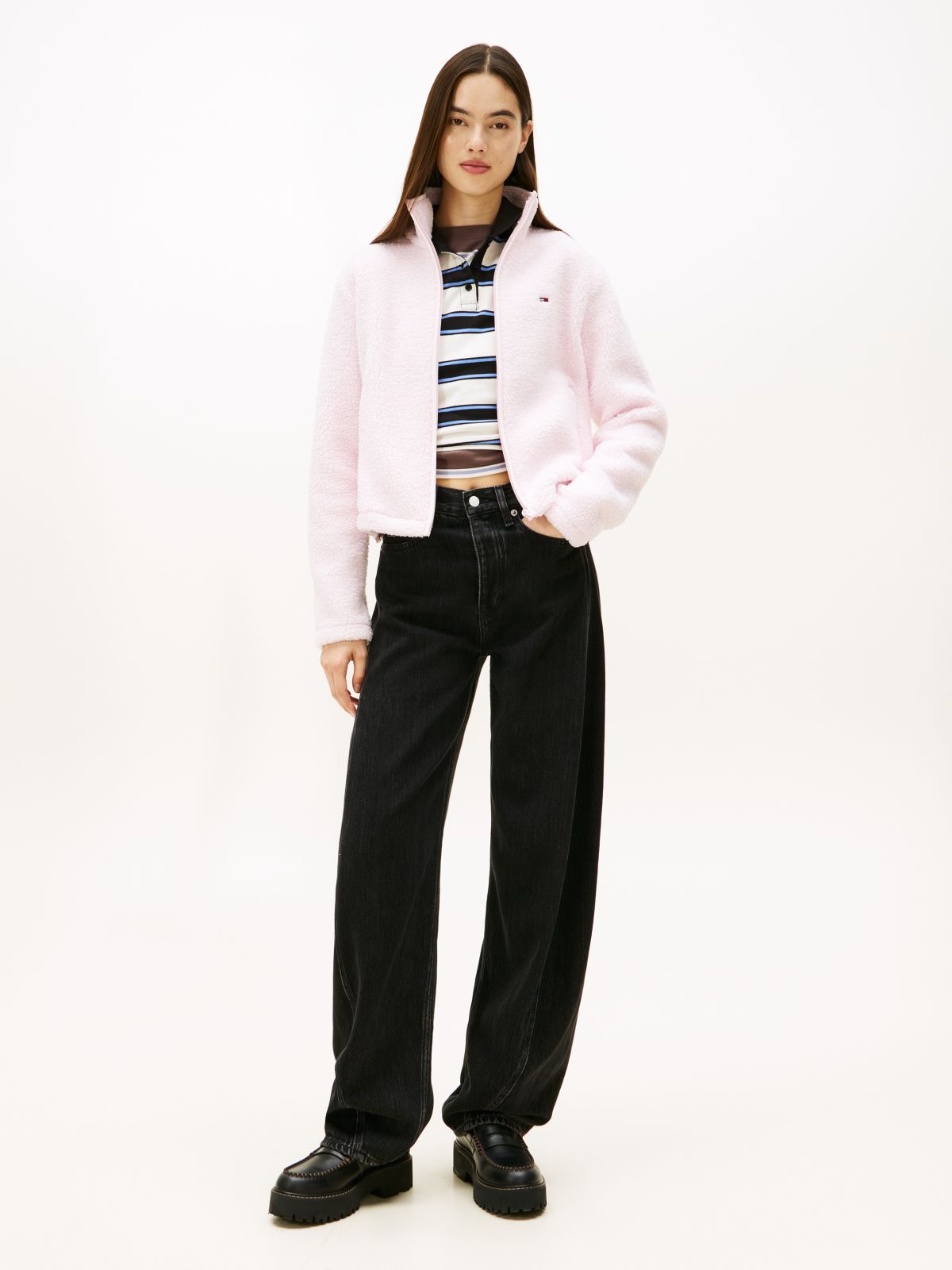 Teddy Fleece Zip-Thru Jacket — Pink