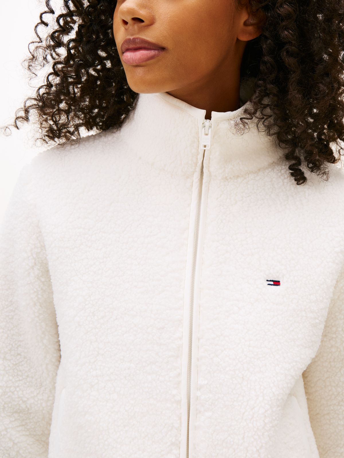 Teddy Fleece Zip-Thru Jacket — White