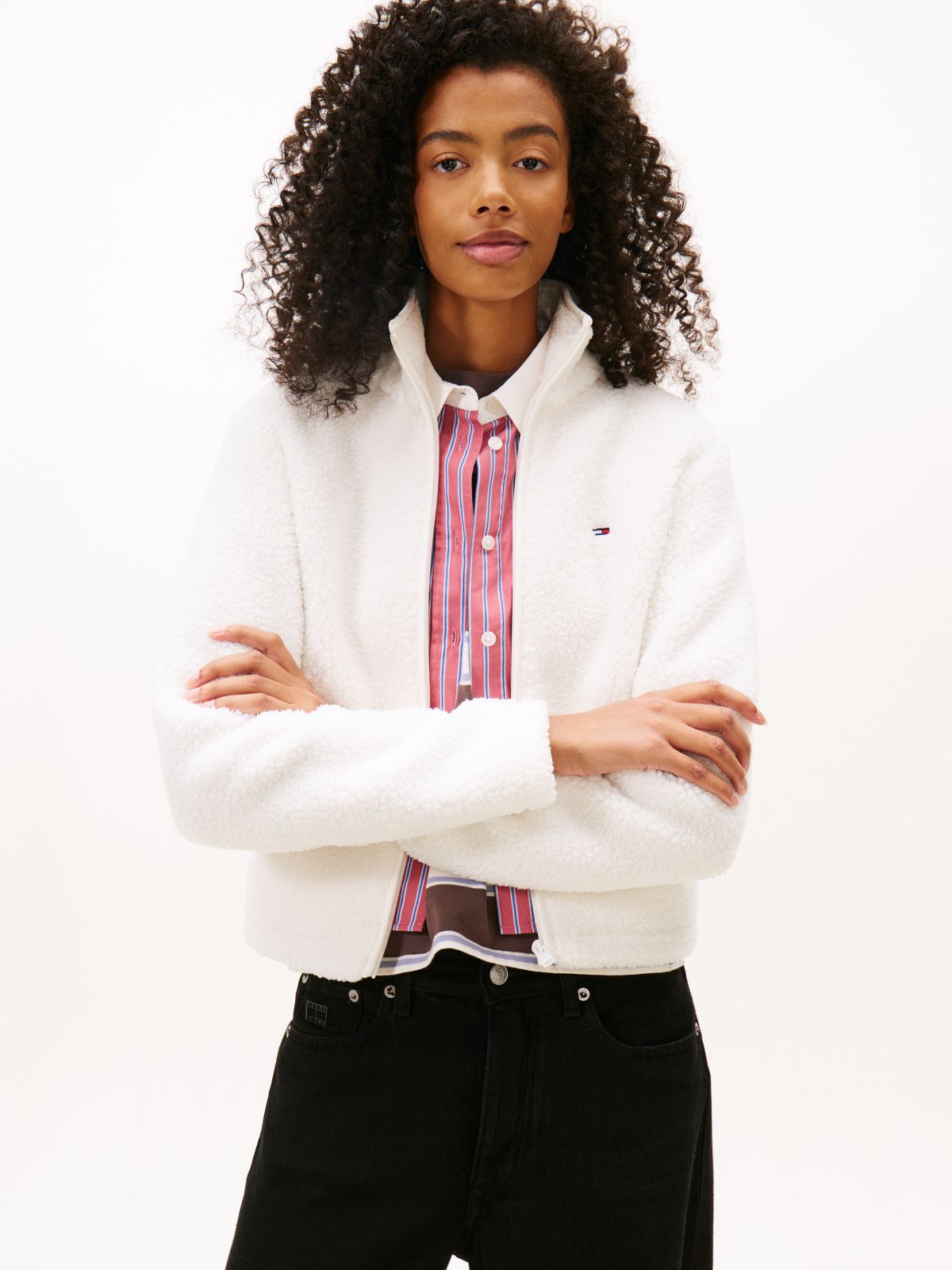 Teddy Fleece Zip-Thru Jacket — White