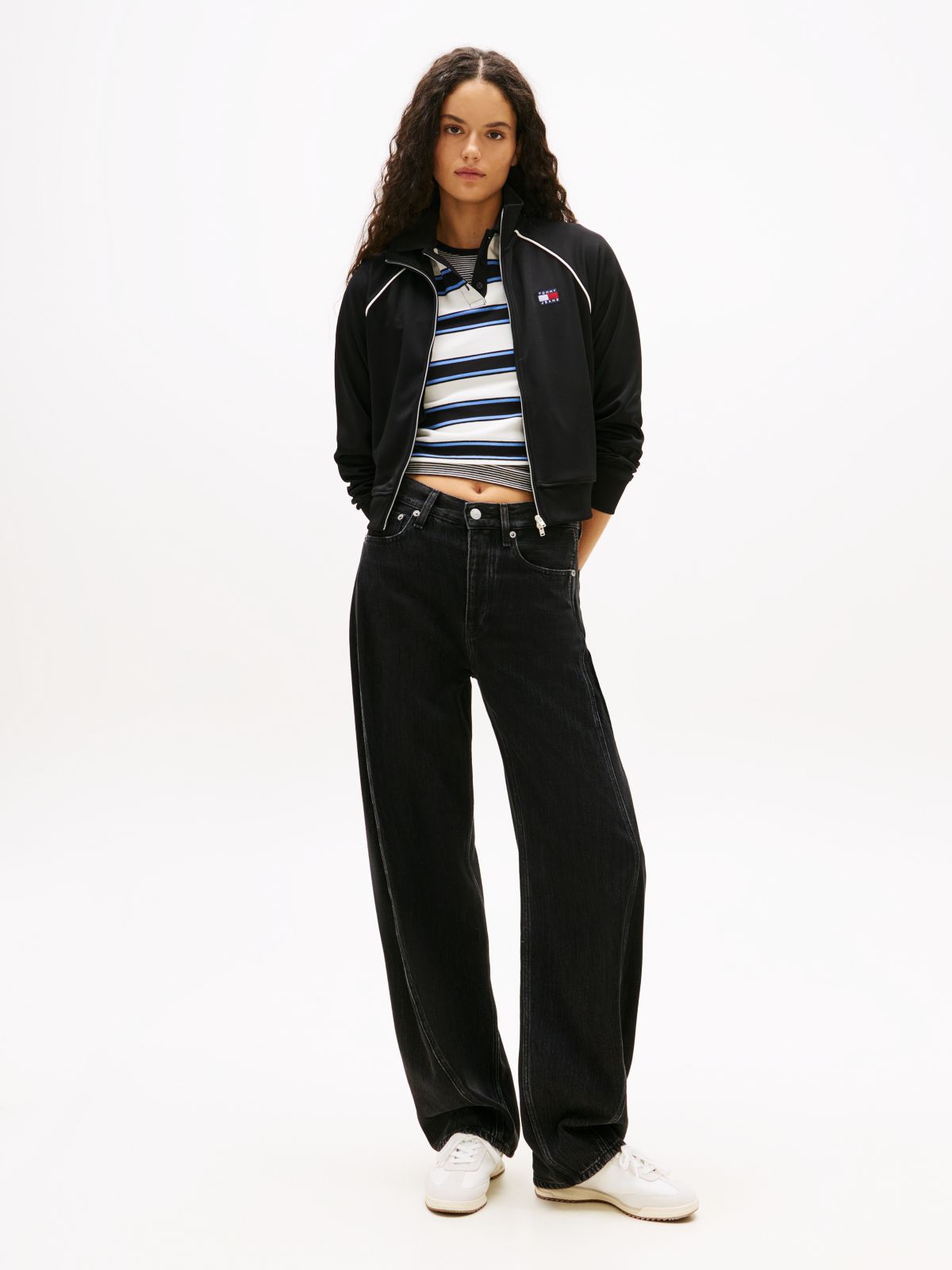 Tommy Badge Interlock Knit Track Jacket — Black