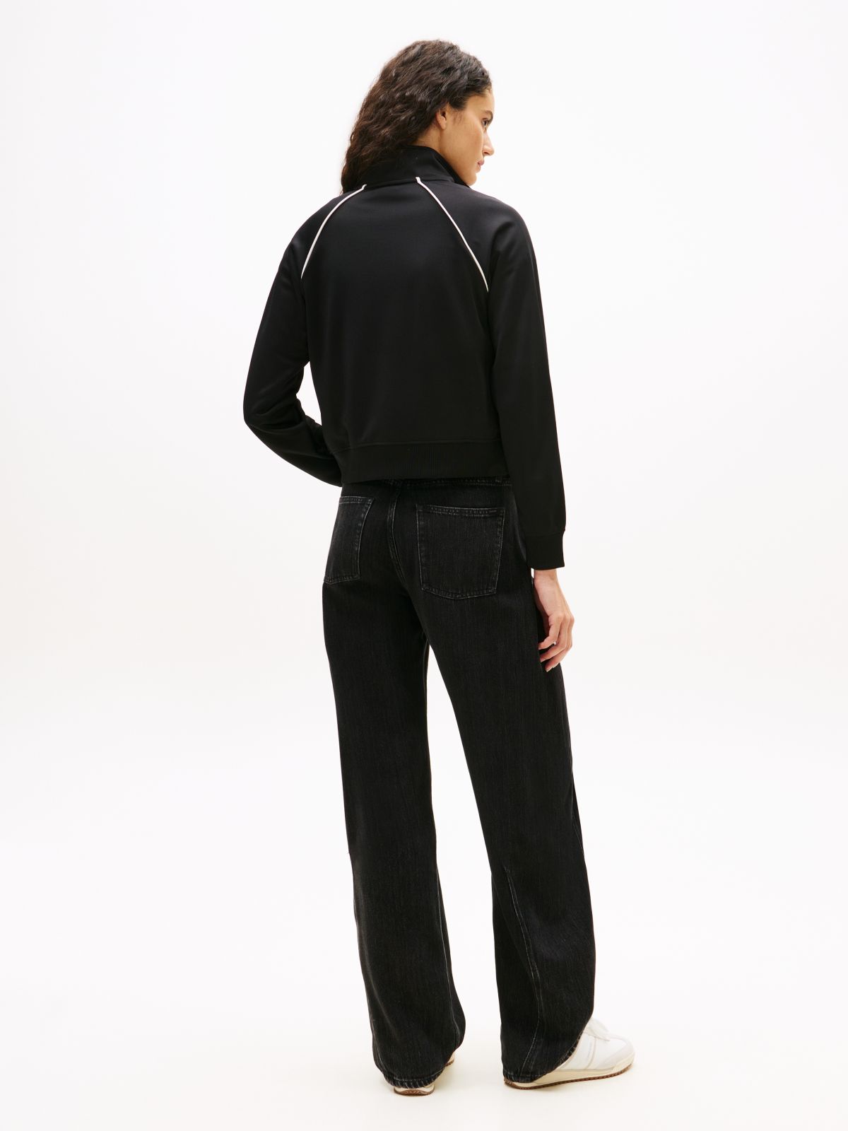 Tommy Badge Interlock Knit Track Jacket — Black