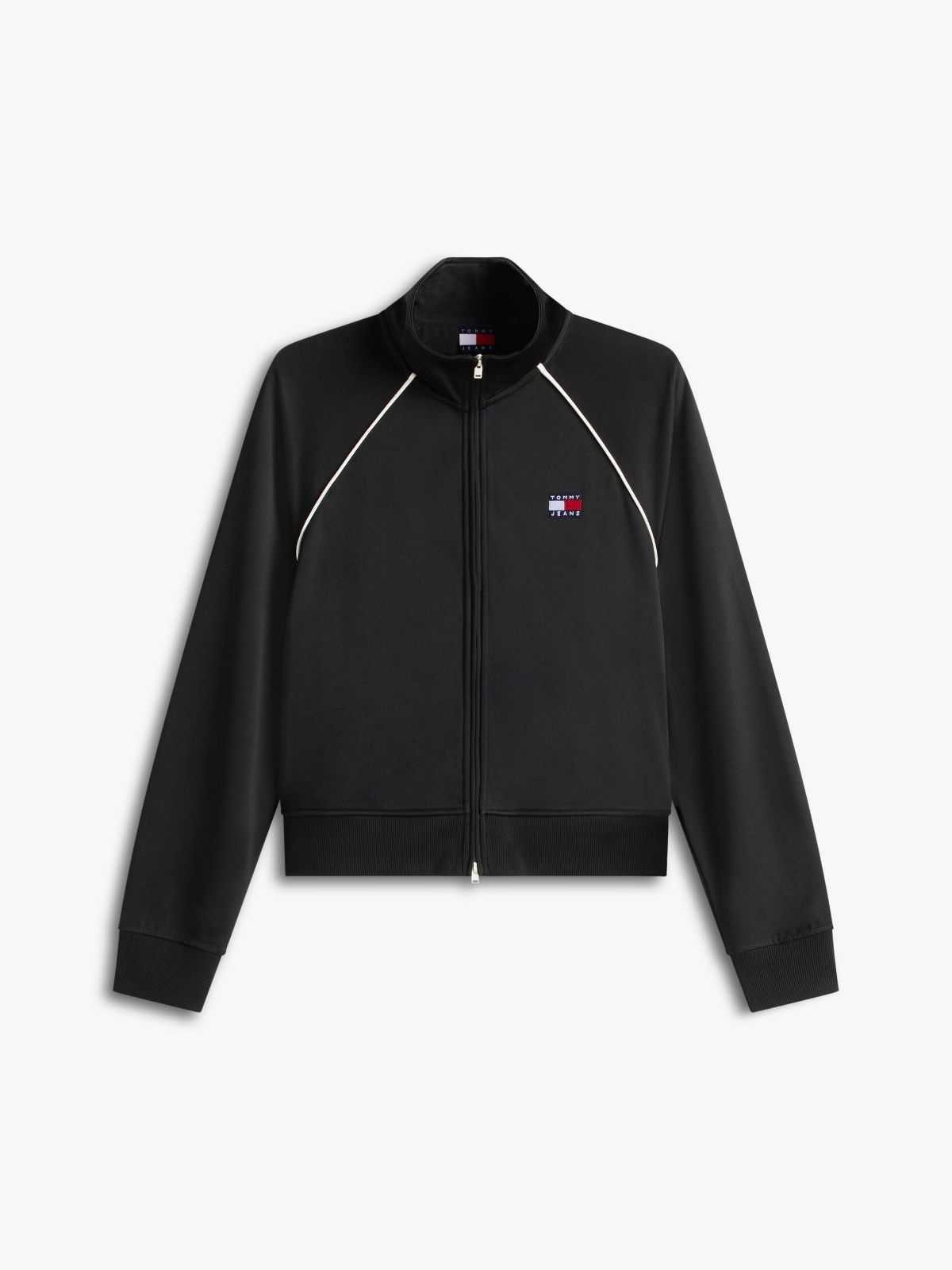Tommy Badge Interlock Knit Track Jacket — Black