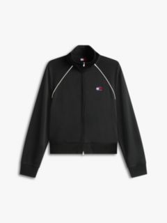 Tommy Badge Interlock Knit Track Jacket — Black 5