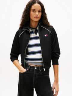 Tommy Badge Interlock Knit Track Jacket — Black 1