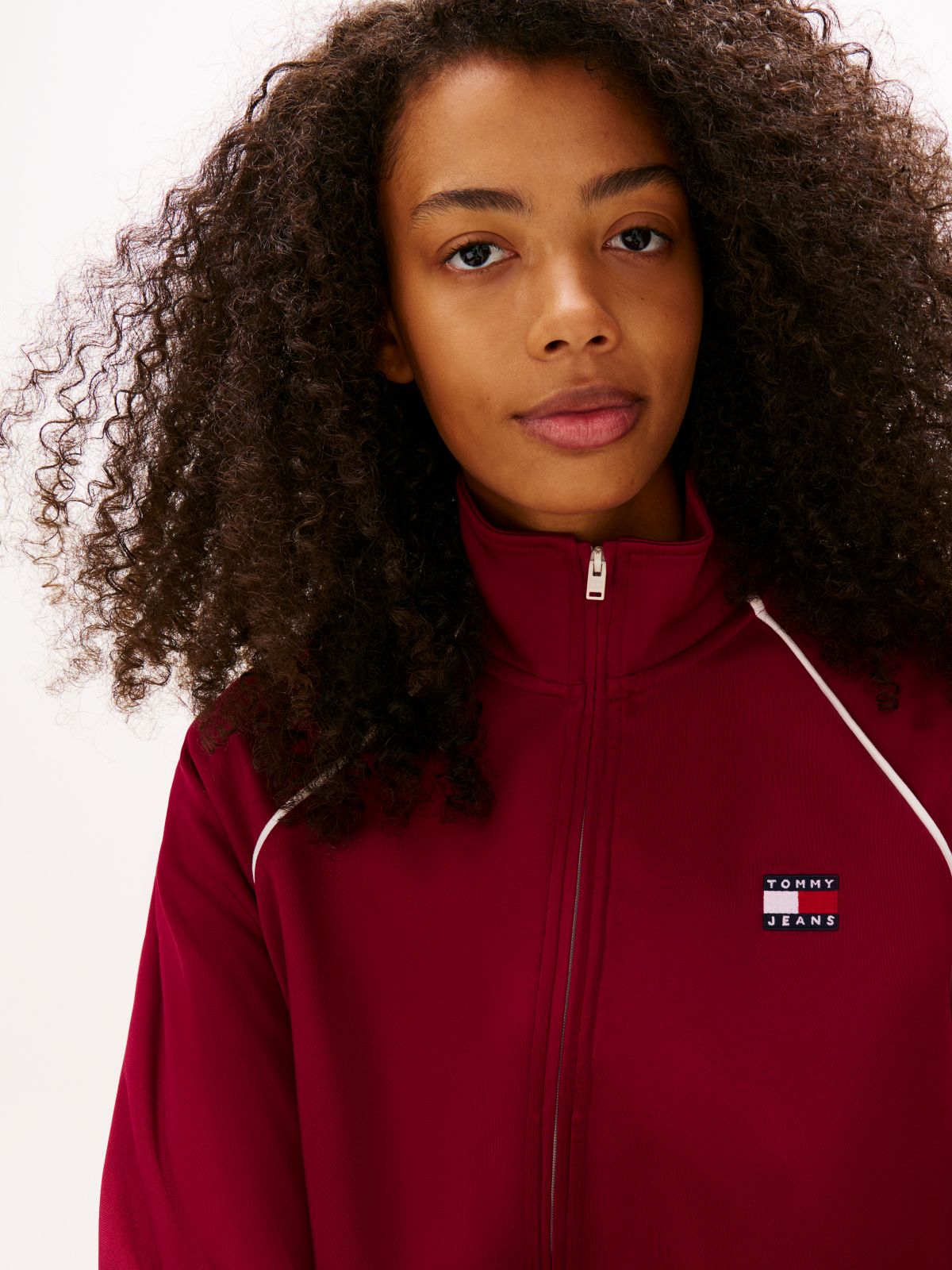 Tommy Badge Interlock Knit Track Jacket — Red