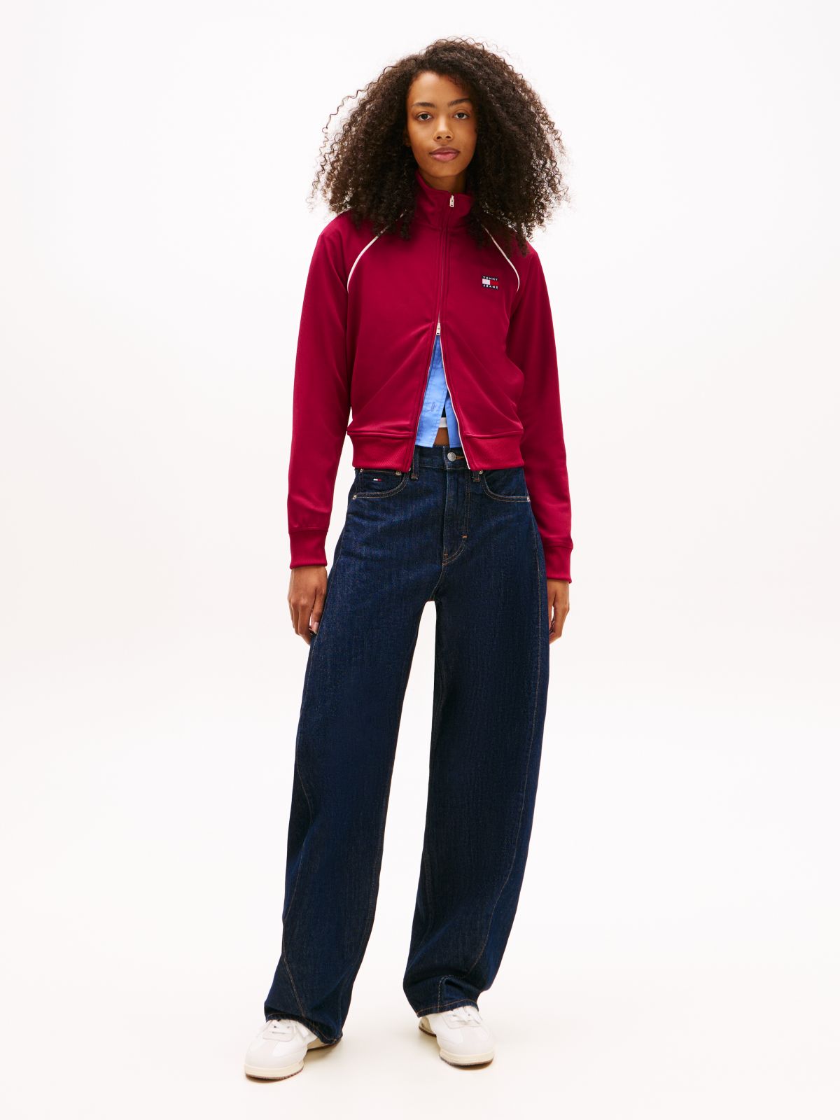 Tommy Badge Interlock Knit Track Jacket — Red