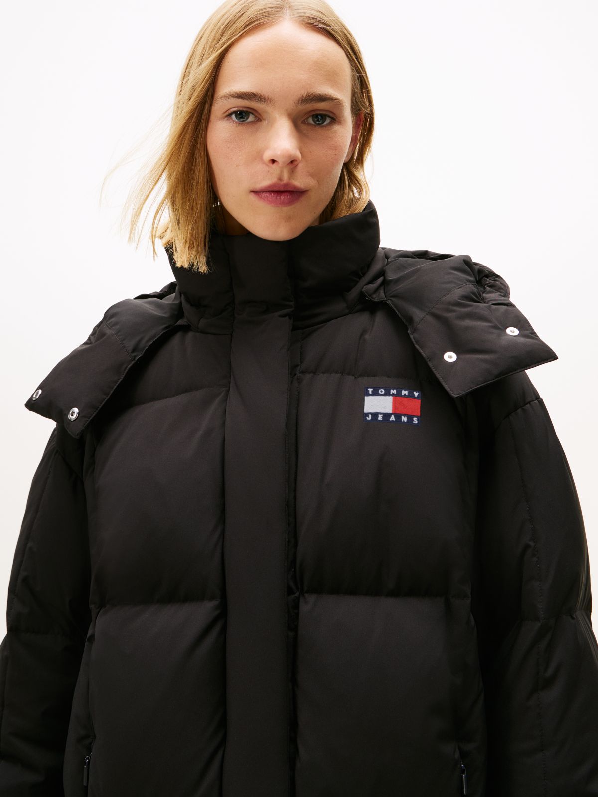 Water Repellent Longline Alaska Puffer Coat — Black