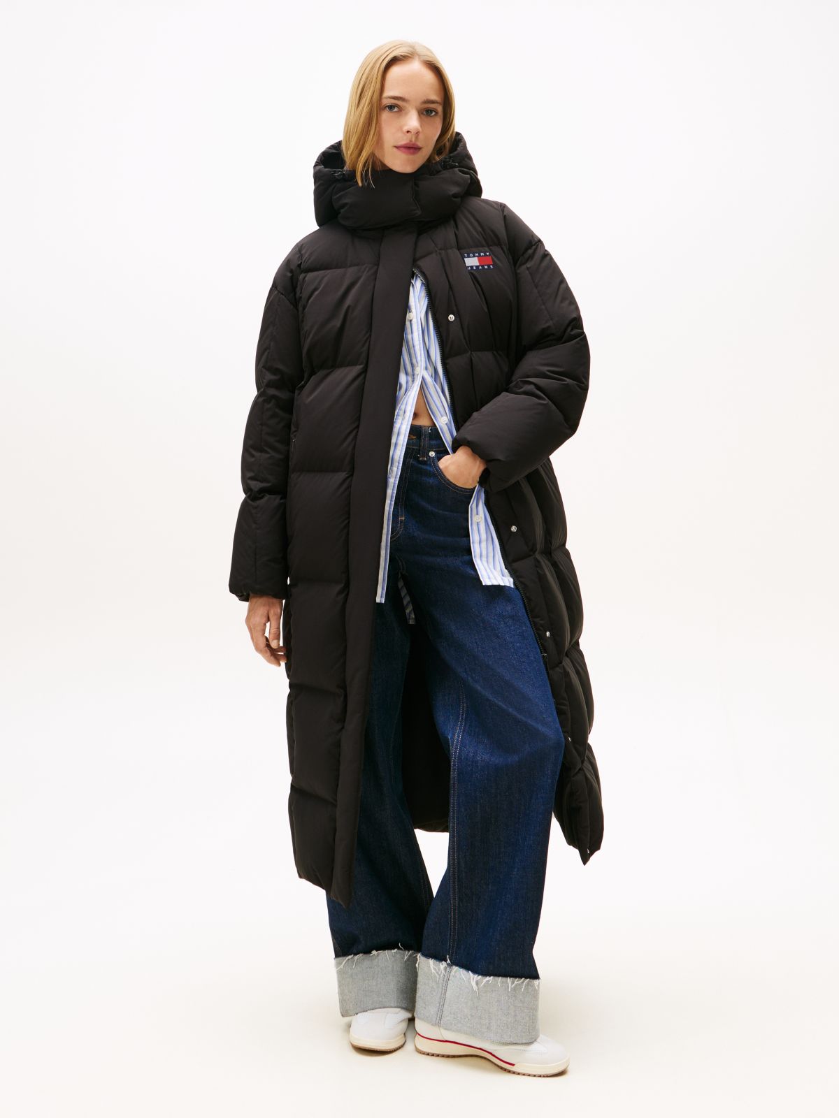 Water Repellent Longline Alaska Puffer Coat — Black