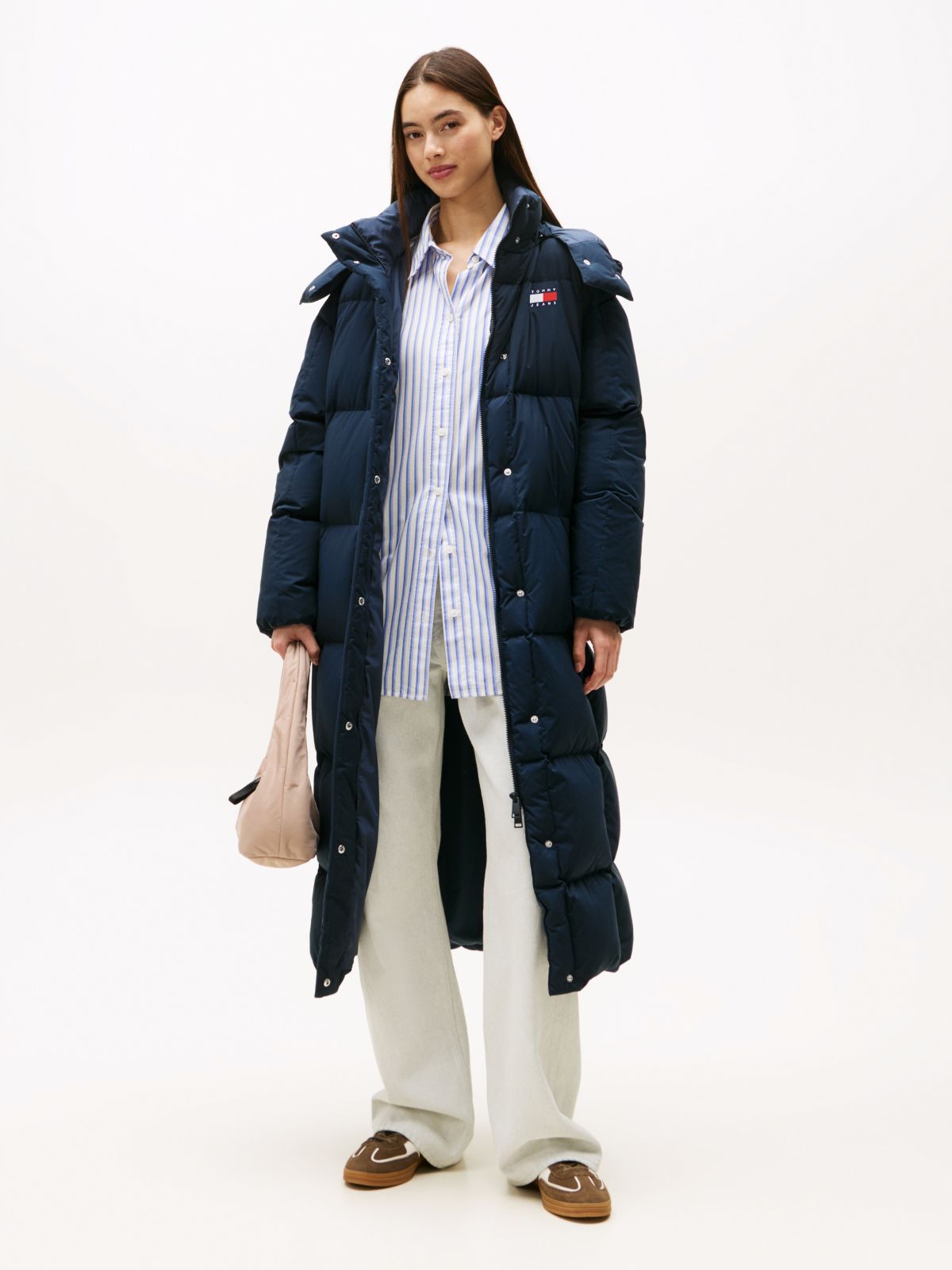 Water Repellent Longline Alaska Puffer Coat — Blue