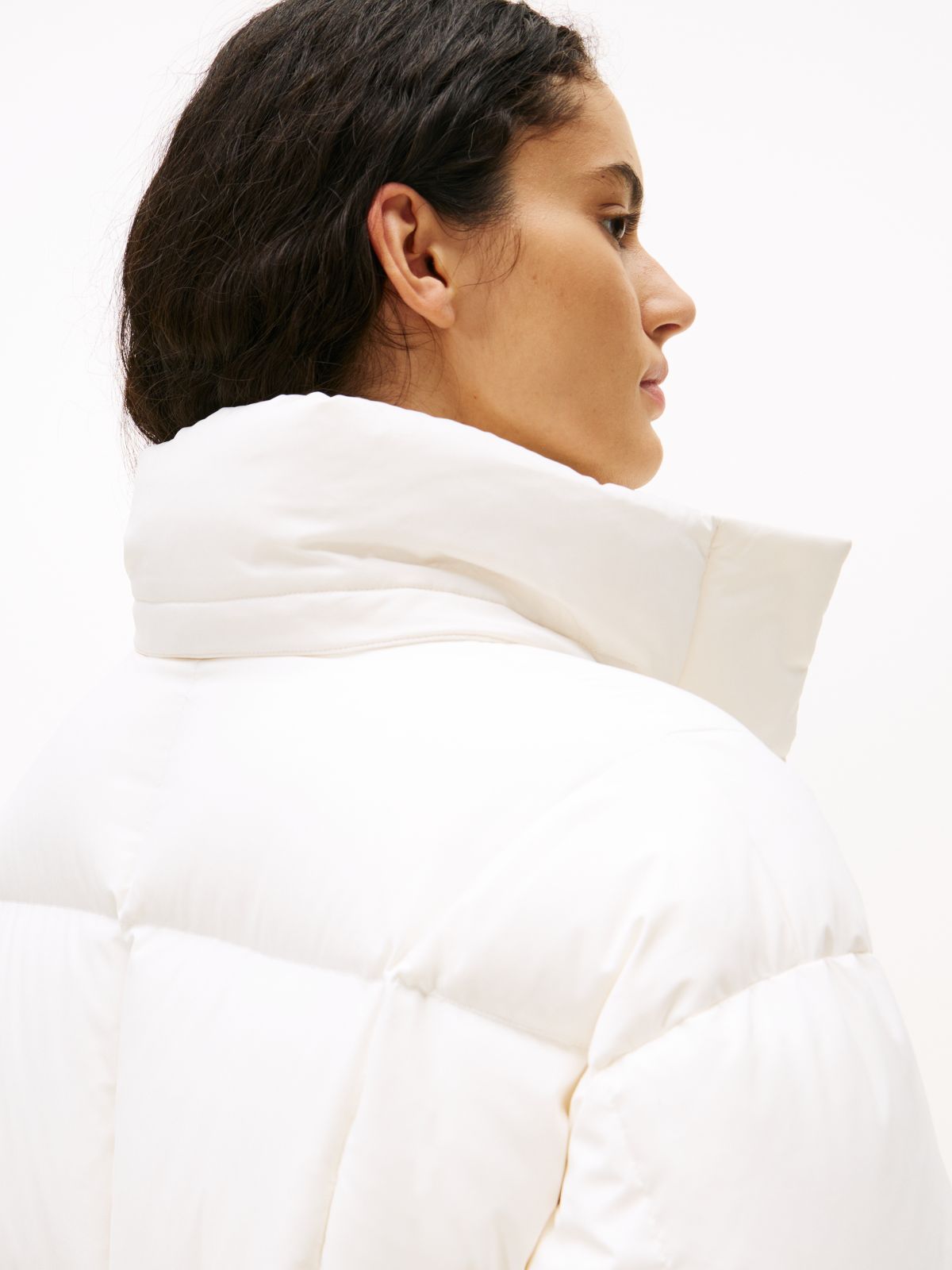 Water Repellent Longline Alaska Puffer Coat — White