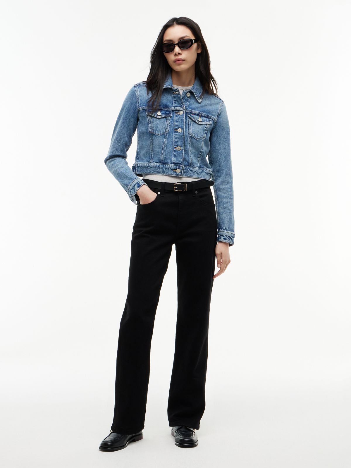 Kira Mid Rise Straight Black Jeans — Black
