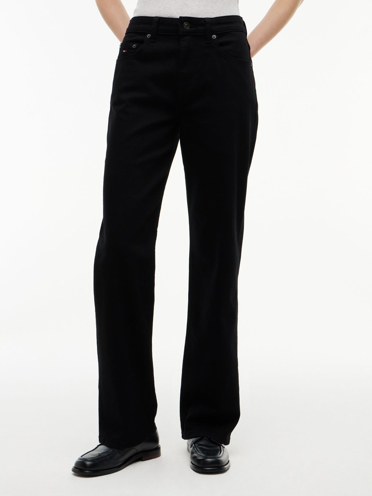 Kira Mid Rise Straight Black Jeans — Black