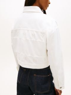 Back Logo Oversized Denim Trucker Jacket — White 2