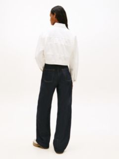 Back Logo Oversized Denim Trucker Jacket — White 5