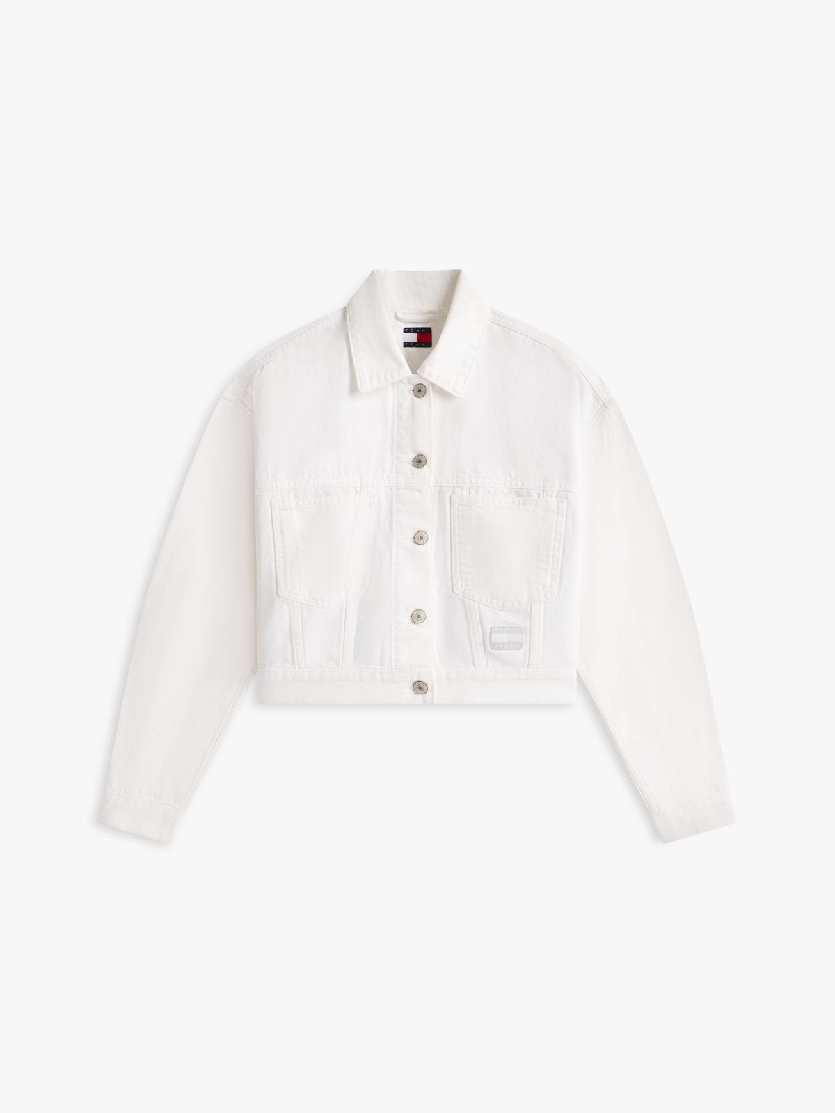 Back Logo Oversized Denim Trucker Jacket — White