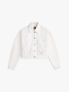 Back Logo Oversized Denim Trucker Jacket — White 6