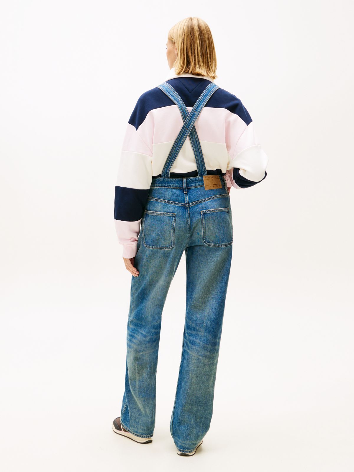 Mia Relaxed Faded Denim Dungarees — Blue