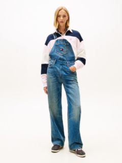Mia Relaxed Faded Denim Dungarees — Blue 1