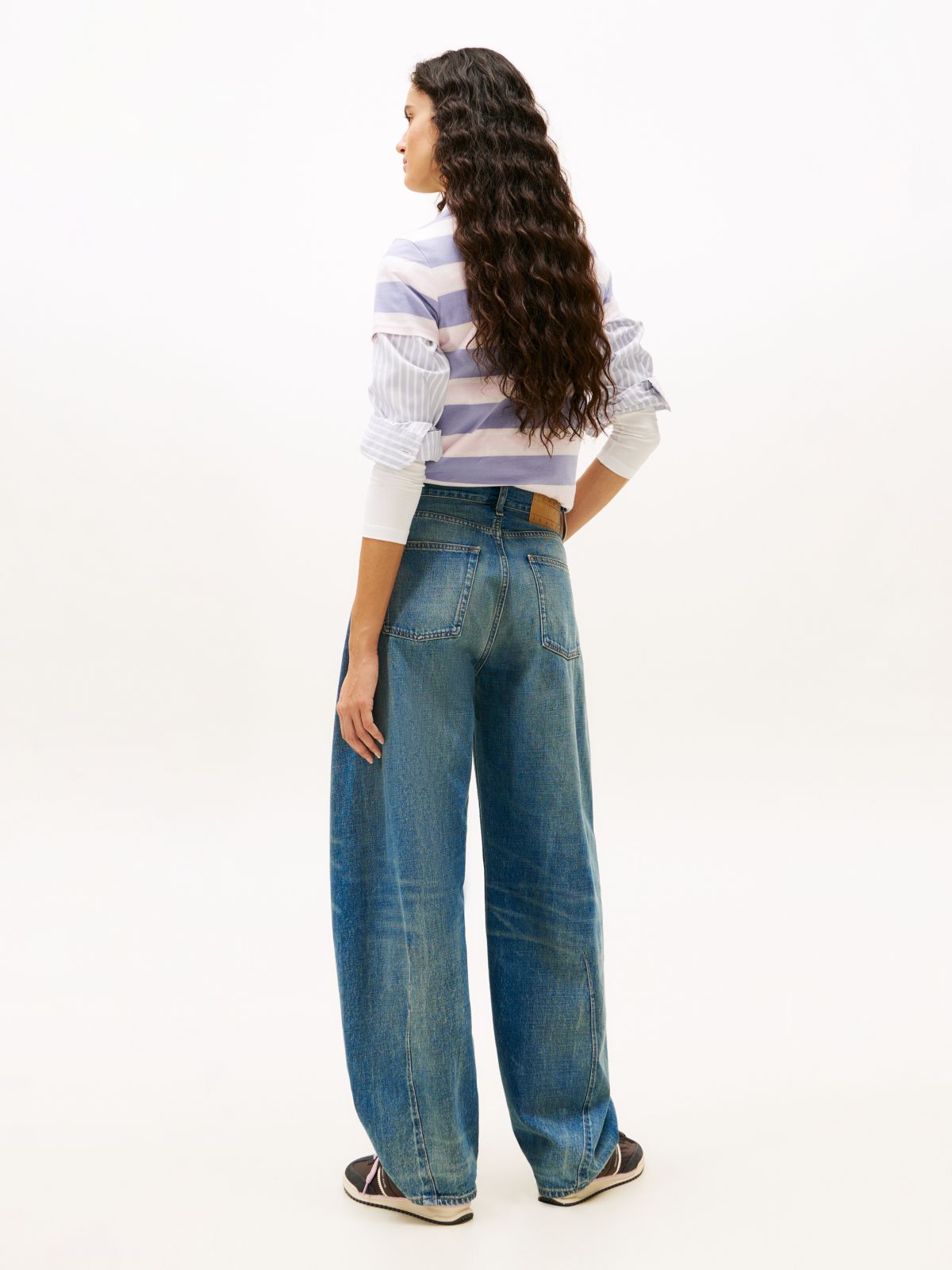 Ella High Rise Barrel Jeans — Blue